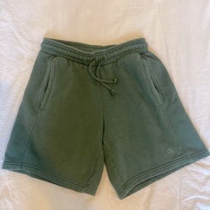 Green Adidashorts. Only worn once because they don’t cover garments.